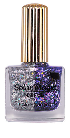 A Color Changing Nail Polish in Sun - Magic Glitter to Amethyst Crystals