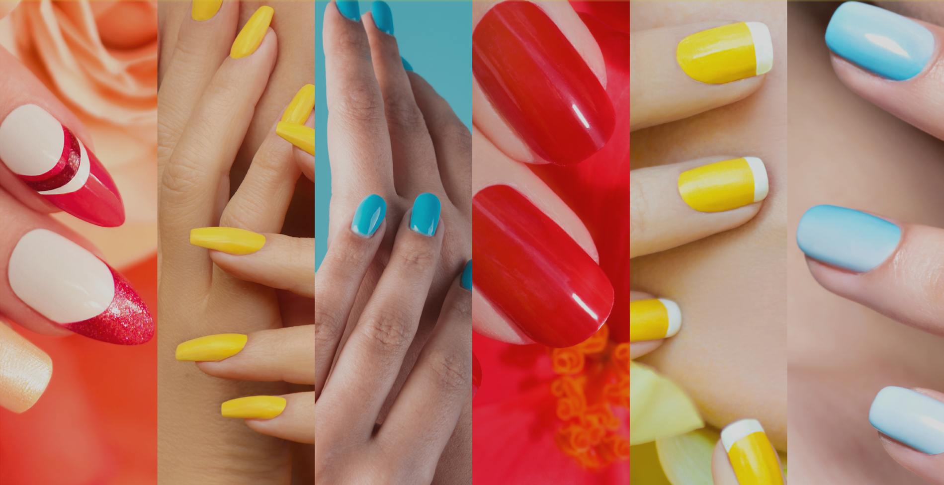Multi-colored Manicure With Pink, Green, Yellow And Peach Nail Polish  Close-up.Summer Bright Manicure On Short Nails. Stock Photo, Picture and  Royalty Free Image. Image 106360310.