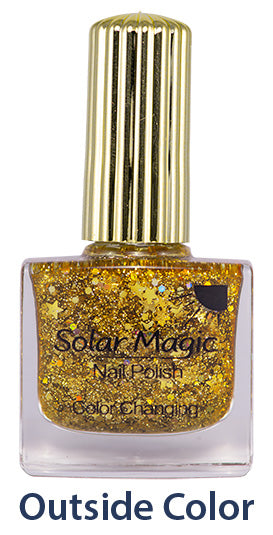 Color Changing Nail Polish Bottle - Magic Glitter to Gold Dust - outside color