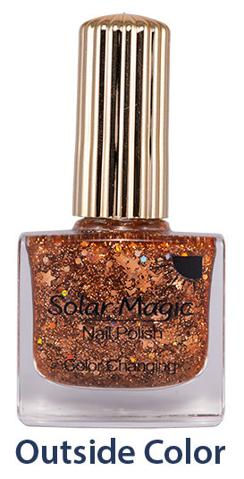 Color Changing Nail Polish Bottle - Magic Glitter to Copper Blast - outside color